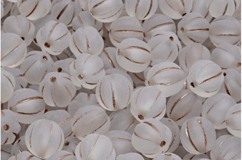 OUTLET 10 grams Melon Beads, Crystal Copper Lined Matte (00030-54324-84100), Glass, Czech Republic