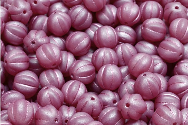 瓜珠,蛋白石粉色哑光粉色内衬 (71010-84100-54321),玻璃,捷克共和国