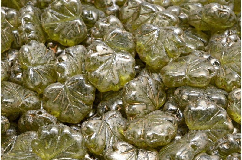 枫叶珠,透明绿色 86710 (50220-86710),玻璃,捷克共和国