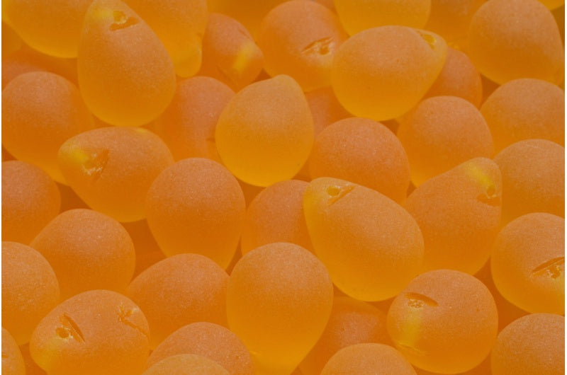 OUTLET 10 grams Teardrop Beads, 10 x 14 mm, Transparent Yellow Matte (80040-84100), Glass, Czech Republic