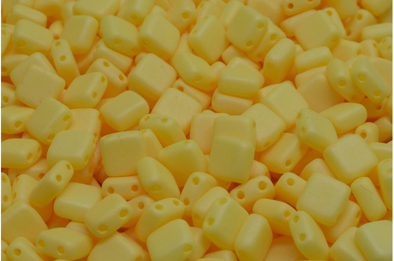 2穴プレスタイルビーズ、ホワイト 29573 (02010-29573)、ガラス、チェコ共和国