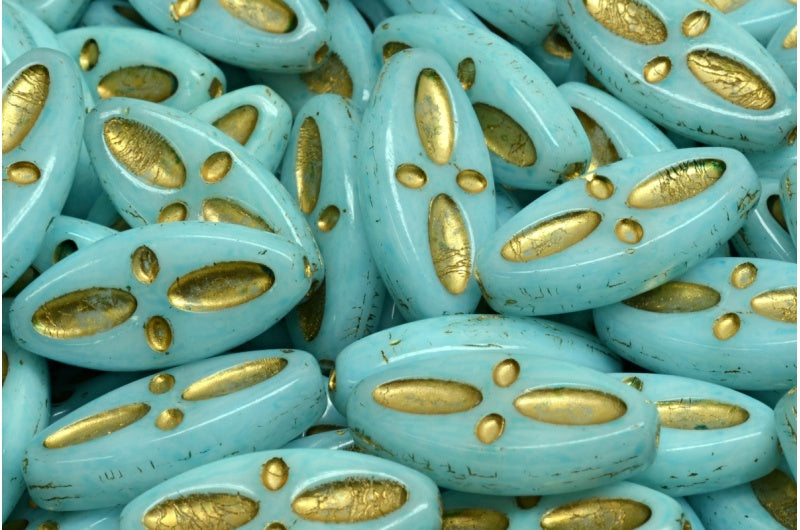Ship Eye Oval Beads, White Gold Lined 34308 (02010-54302-34308), Glass, Czech Republic