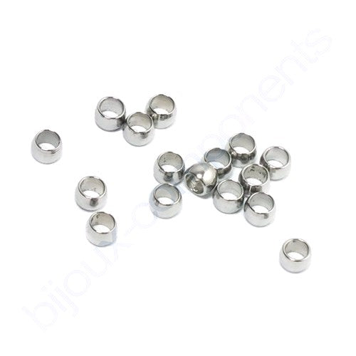 Crimp seed beads, inner diameter approx. 1.9 mm, Silver Plated