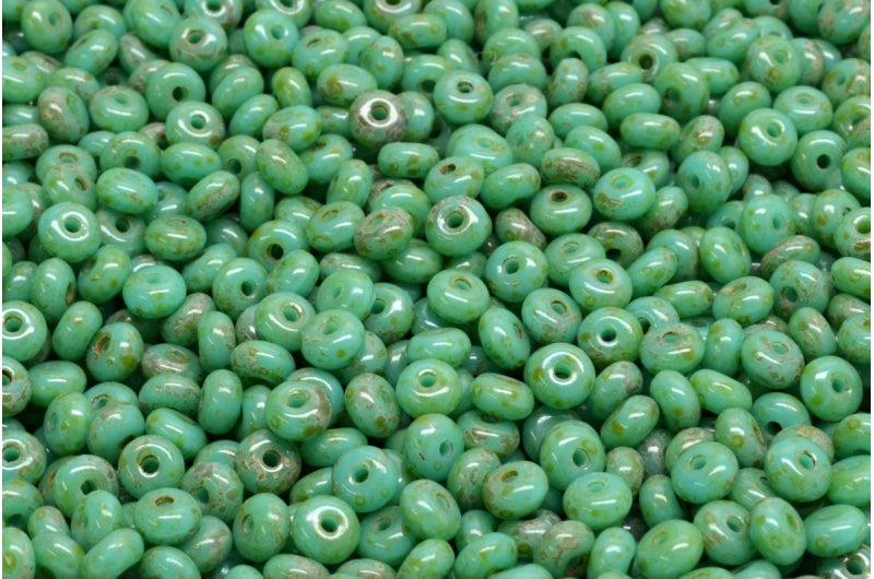 Rondelle Druck Beads, Turquoise Travertin (63130-86800), Glass, Czech Republic