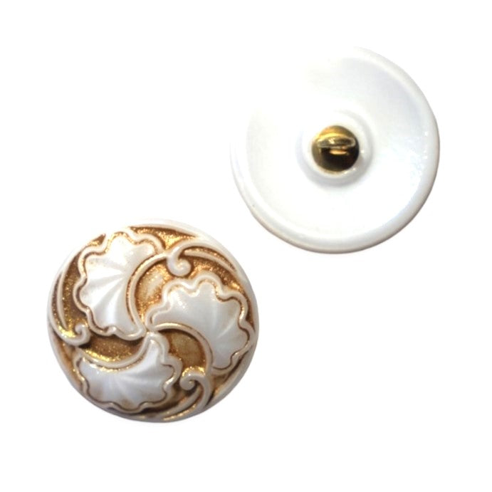 1個 ハンドペイントガラスボタン(飾り付き)、サイズ10(22.5 mm)、ガラス、チェコ共和国