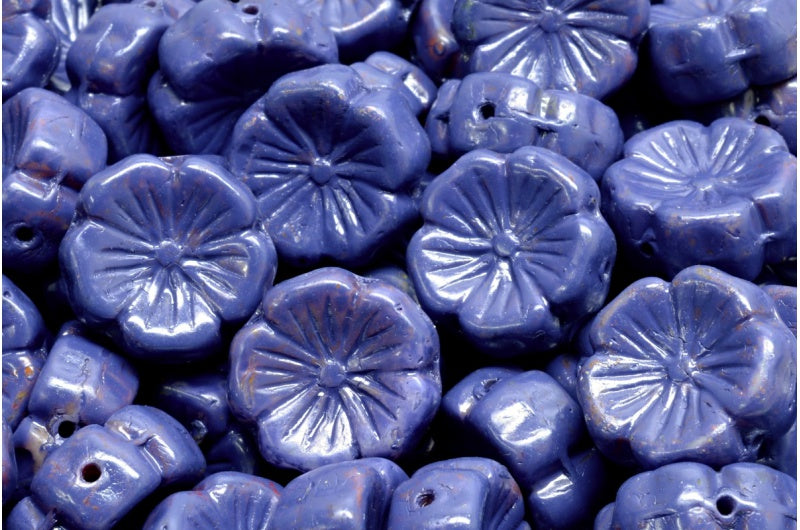 OUTLET 10g Hawaiian Flower Beads, 14 x 14 mm, R0001 4325 (R0001-04325), Glass, Czech Republic