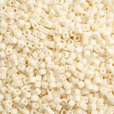 Miyuki Square Beads, Matted Opaque Cream (# 2021), Glass, Japan