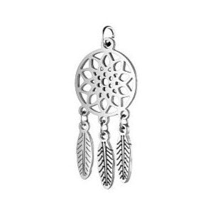 Pendant - dream catcher, approx. 32 x 14 x 1 mm, Stainless Steel 304