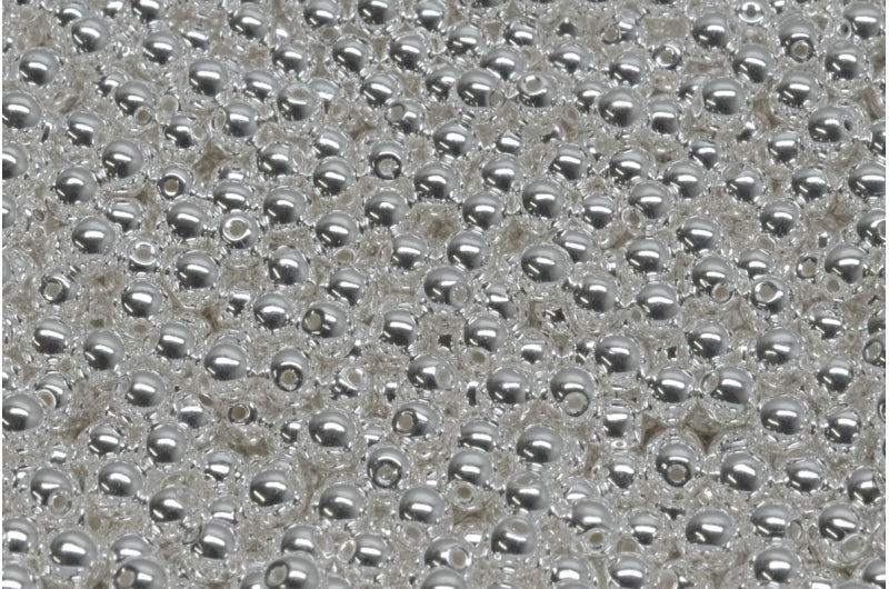 Round Druck Beads, Crystal Sterling Silver (00030-31000), Glass, Czech Republic