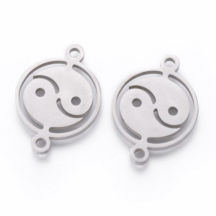装飾品 - 陰陽(目と目をつなぐ)、約22 x 16 x 1.5 mm、304ステンレススチール