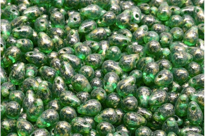 ドロップビーズ、透明アクア 34302 (60230-34302)、ガラス、チェコ共和国