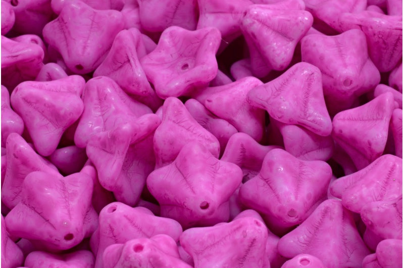 Petunia Flower Beads, White 84305 (02010-84305), Glass, Czech Republic