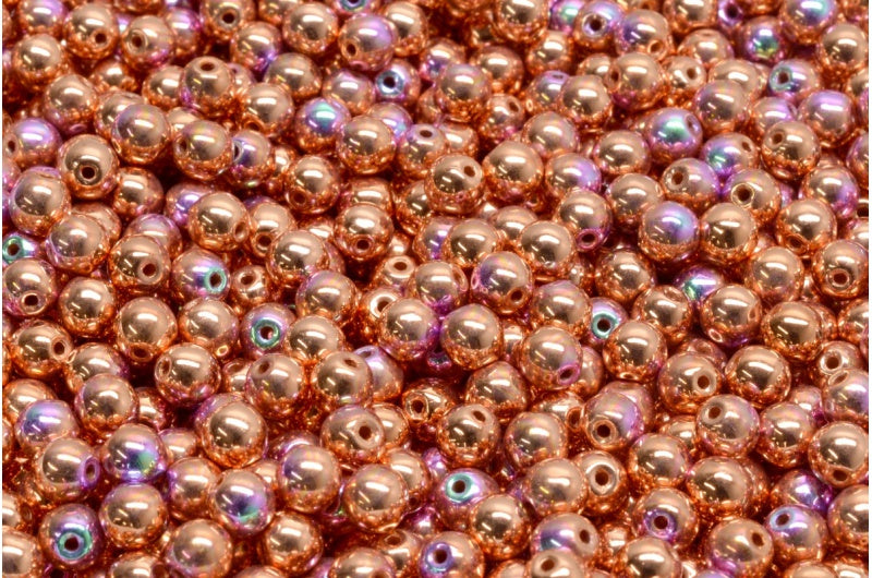 奥特莱斯 5 克圆形 Druck 珠,4 x 4 毫米,水晶纯铜涂层 Ab (00030-39000-28701),玻璃,捷克共和国