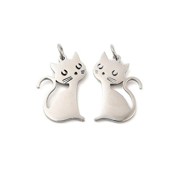 Pendant - cat, approx. 20 x 13 mm, Stainless Steel 304