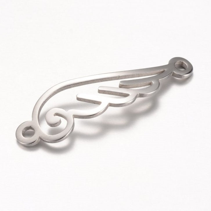 Decorative part - wing, approx. 33 x 10 x 1 mm, Stainless Steel 304
