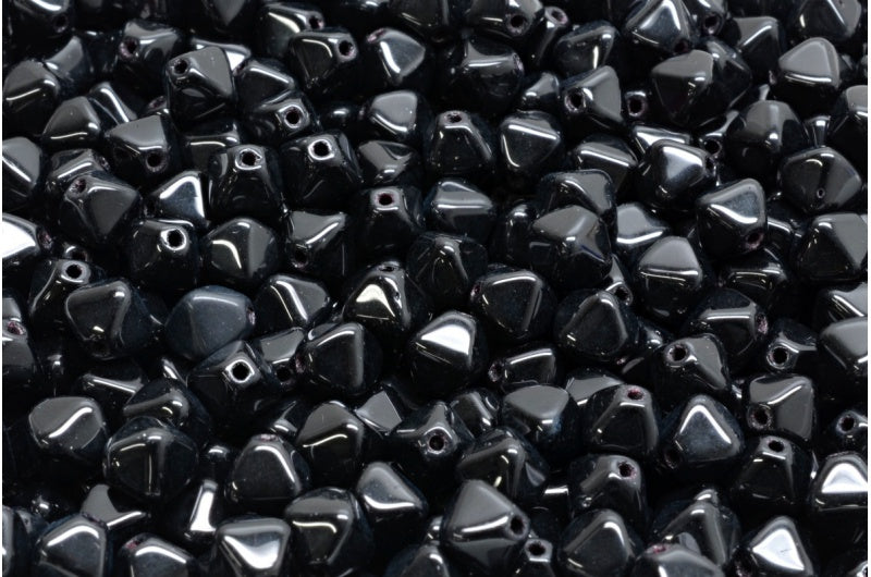 双円錐ビーズ、黒(23980)、ガラス、チェコ共和国