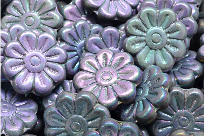 デイジーフラワービーズ、クリスタル 27003 Ab フル(2X サイド)(00030-27003-28703)、ガラス、チェコ共和国