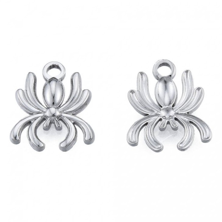 Pendant - spider, approx. 15x13x2 mm, Stainless Steel 304