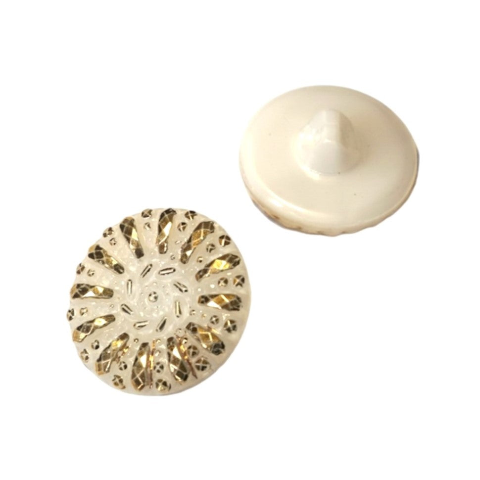 1 pcs Hand Painted Glass Buttons with ornament, size 12 (22.5 mm), Glass, Czech Republic