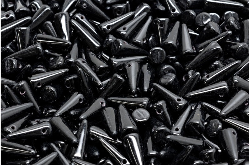 OUTLET 10 grams Spike Beads, 4 x 10 mm, Black (23980), Glass, Czech Republic