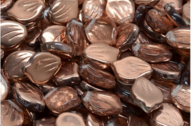 Peony Petal Beads, Crystal Rose Gold Capri (00030-27101), Glass, Czech Republic