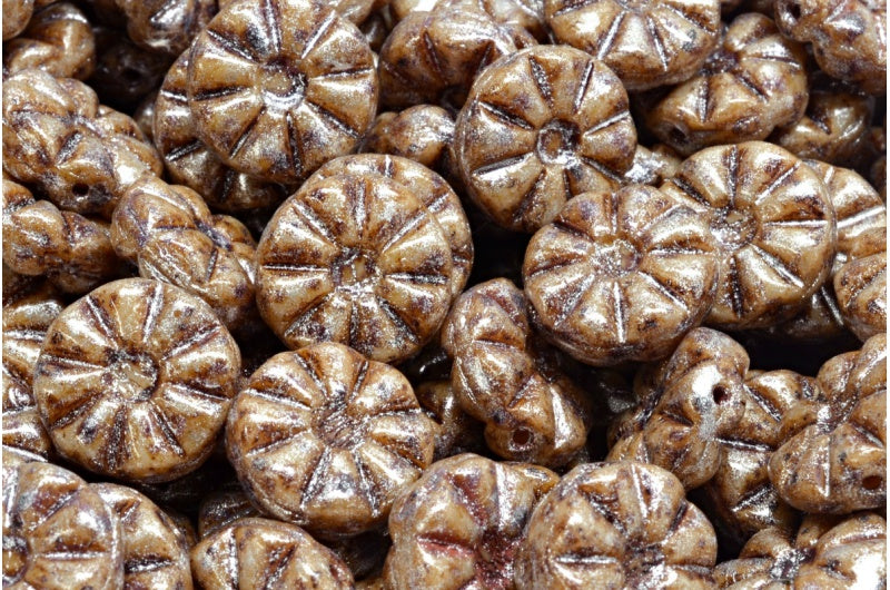 ひまわりビーズ、ヘマタイトトラバーチン 34301 (14400-86800-34301)、ガラス、チェコ共和国