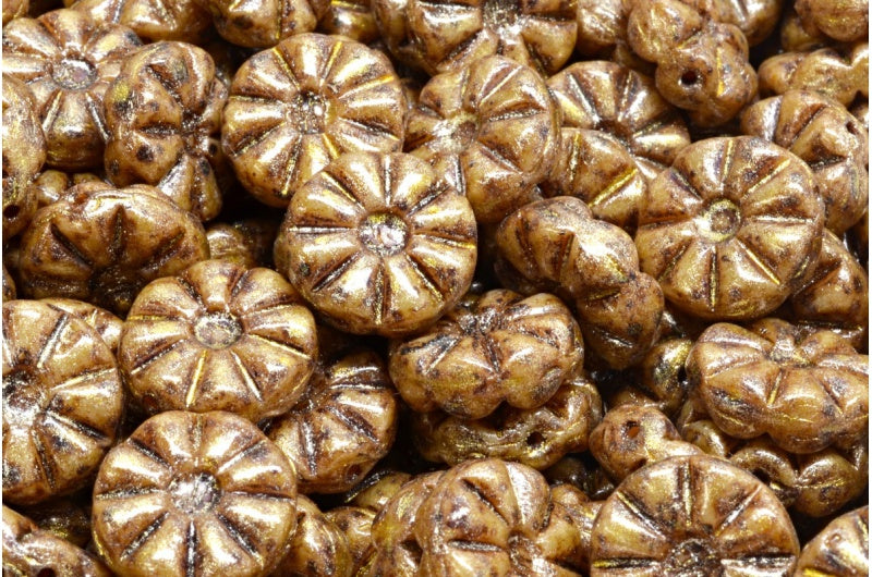 ひまわりビーズ、ヘマタイトトラバーチン 34302 (14400-86800-34302)、ガラス、チェコ共和国