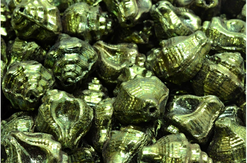 ミュレックスシェルビーズ、ブラックラスターレッドフルコーティング(23980-14495)、ガラス、チェコ共和国