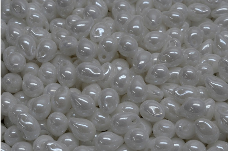 ドロップビーズ、ホワイト 21402 (02010-21402)、ガラス、チェコ共和国