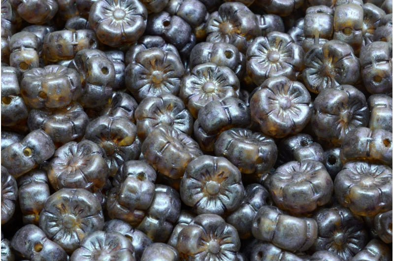 マローフラワー、クリスタルパープルブラウンラスタースポット(00030-65329)、ガラス、チェコ共和国