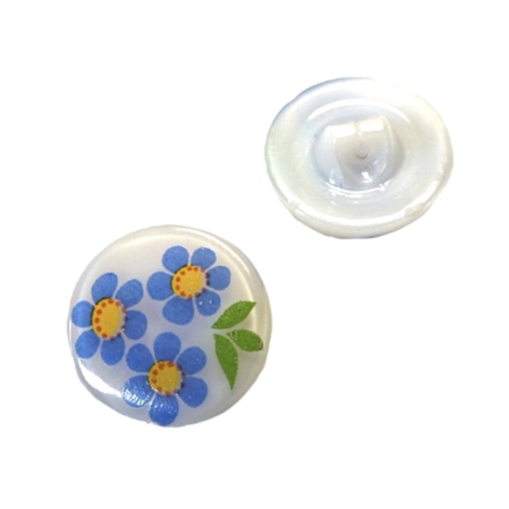 1個 手描きガラスボタン(飾り付き)、サイズ8(18 mm)、ガラス、チェコ共和国