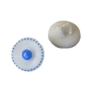 装飾付きハンドペイントガラスボタン2個、サイズ6(13.5 mm)、ガラス、チェコ共和国