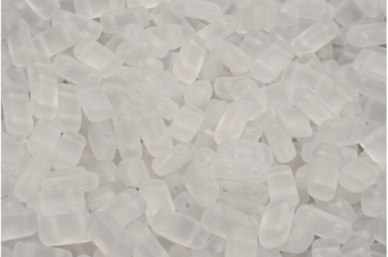 2穴プレスタイルビーズ、クリスタルマット(00030-84100)、ガラス、チェコ共和国