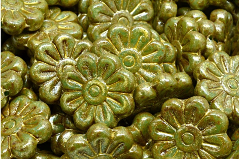 デイジーフラワービーズ、R0611 トラバーチン ライトイエロー (R0611-86800-34302)、ガラス、チェコ共和国