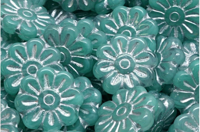 デイジーフラワービーズ、R0613 シルバーライン(R0613-54301)、ガラス、チェコ共和国