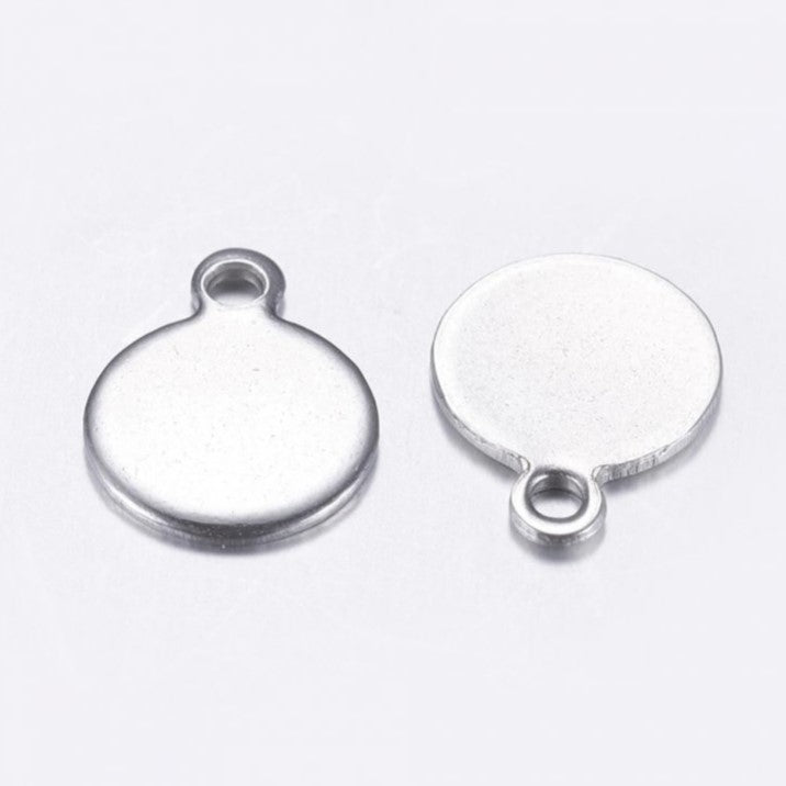 Pendant - flatbread, approx. 11 x 8 x 0.8 mm, Stainless Steel 304