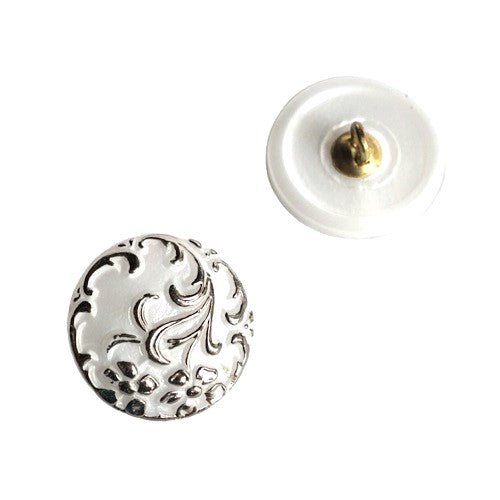 1 pcs Hand Painted Glass Buttons with ornament, size 8 (18 mm), Glass, Czech Republic