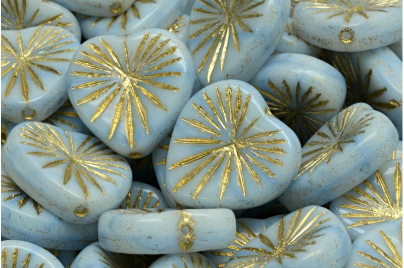 奥特莱斯 10克猕猴桃心形珠,111-95002-18x18-07304-54302,浅蓝色镀金 (07304-54302),玻璃,捷克共和国