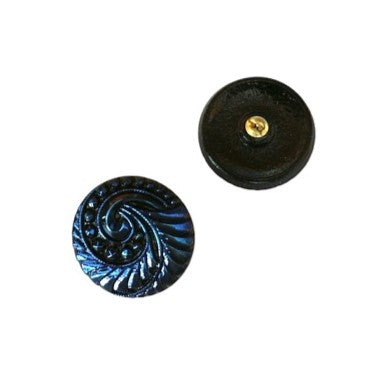 1個 手描きガラスボタン(飾り付き)、サイズ12(27 mm)、ガラス、チェコ共和国