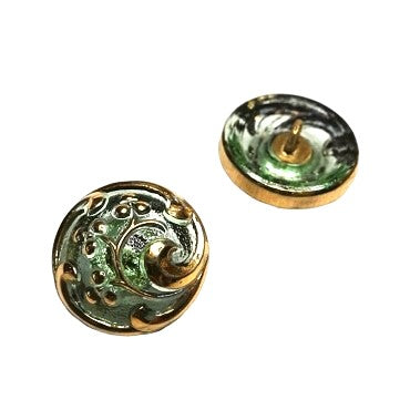 1個 手描きガラスボタン(飾り付き)、サイズ8(18 mm)、ガラス、チェコ共和国