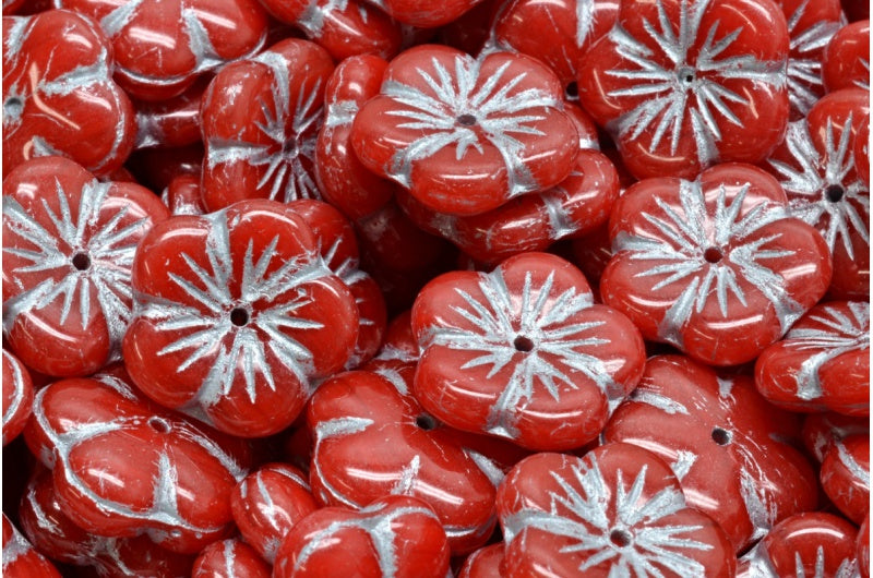 アップルフラワービーズ、R0932 シルバーライン(R0932-54201)、ガラス、チェコ共和国