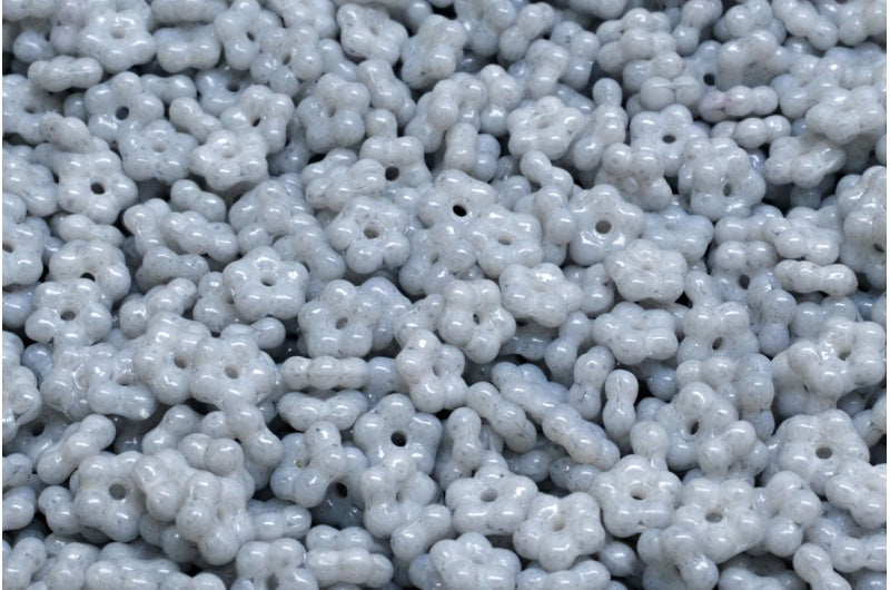 忘れな草ビーズ、ホワイトオパールライトグレー(02020-34311)、ガラス、チェコ共和国