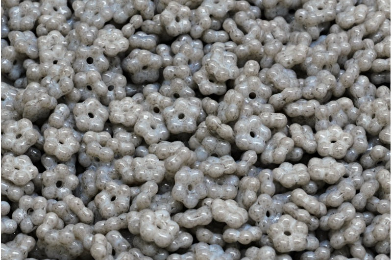 OUTLET 10 grams Forget Me Not Beads, 5 x 5 mm, White Opal Silver Gray (02020-34312), Glass, Czech Republic