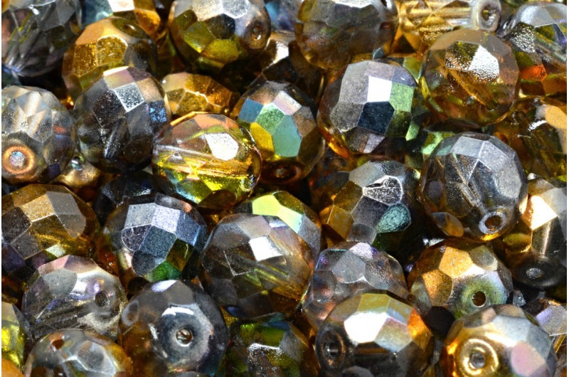 Faceted Round Fire Polished Beads, Crystal 95300 (00030-95300), Glass, Czech Republic
