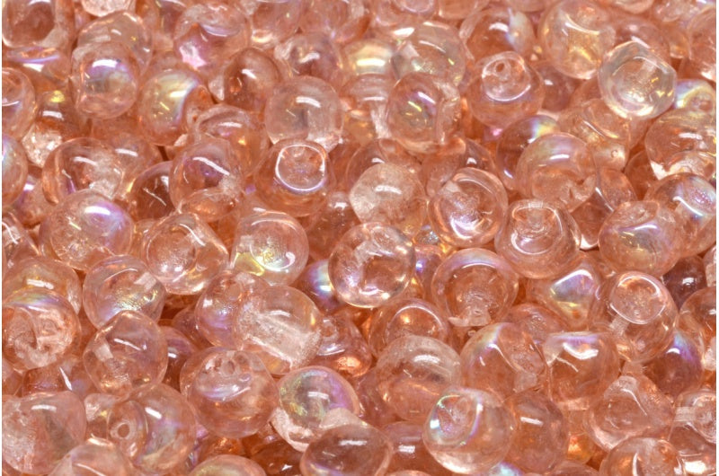 Mushroom Button Beads, Crystal Ab Light Pink Peach (00030-28701-34305), Glass, Czech Republic