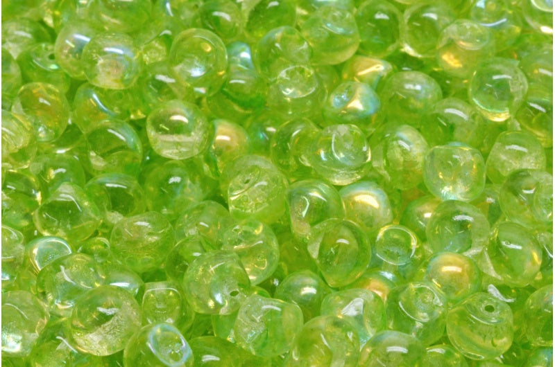 Mushroom Button Beads, Crystal Ab Light Green (00030-28701-34310), Glass, Czech Republic