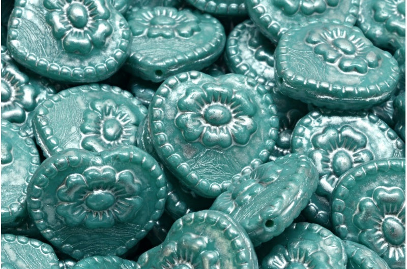 バラ付きハートビーズ、63134 86700 (63134-86700)、ガラス、チェコ共和国