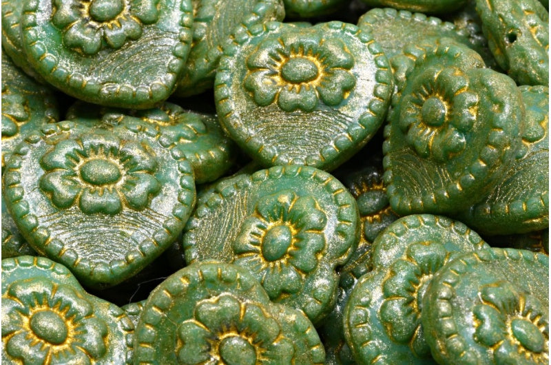 ハートビーズ(ローズ付き)、63134 トラバーチン ライトイエロー(63134-86800-34302)、ガラス、チェコ共和国