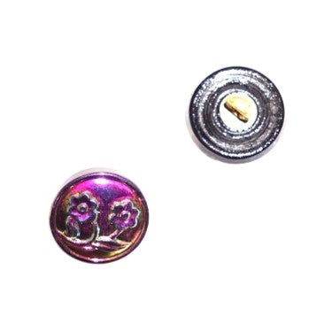2 pcs Hand Painted Glass Buttons with ornament, size 6 (13.5 mm), Glass, Czech Republic