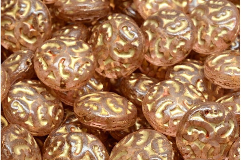 扁豆珠饰,水晶哑光金衬浅粉色 (00030-84100-54302-34304),玻璃,捷克共和国